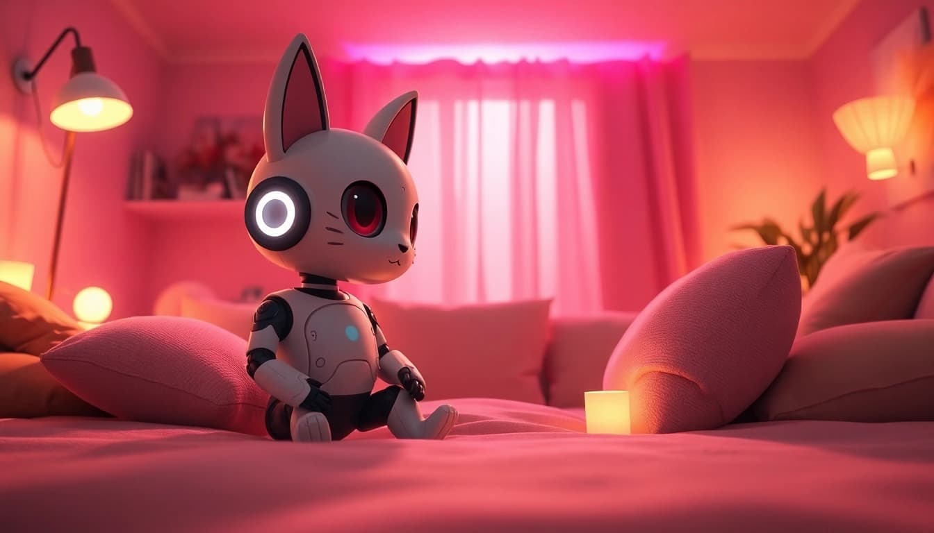 A cozy scene illustrating NSFW AI character interaction with a warm atmosphere.