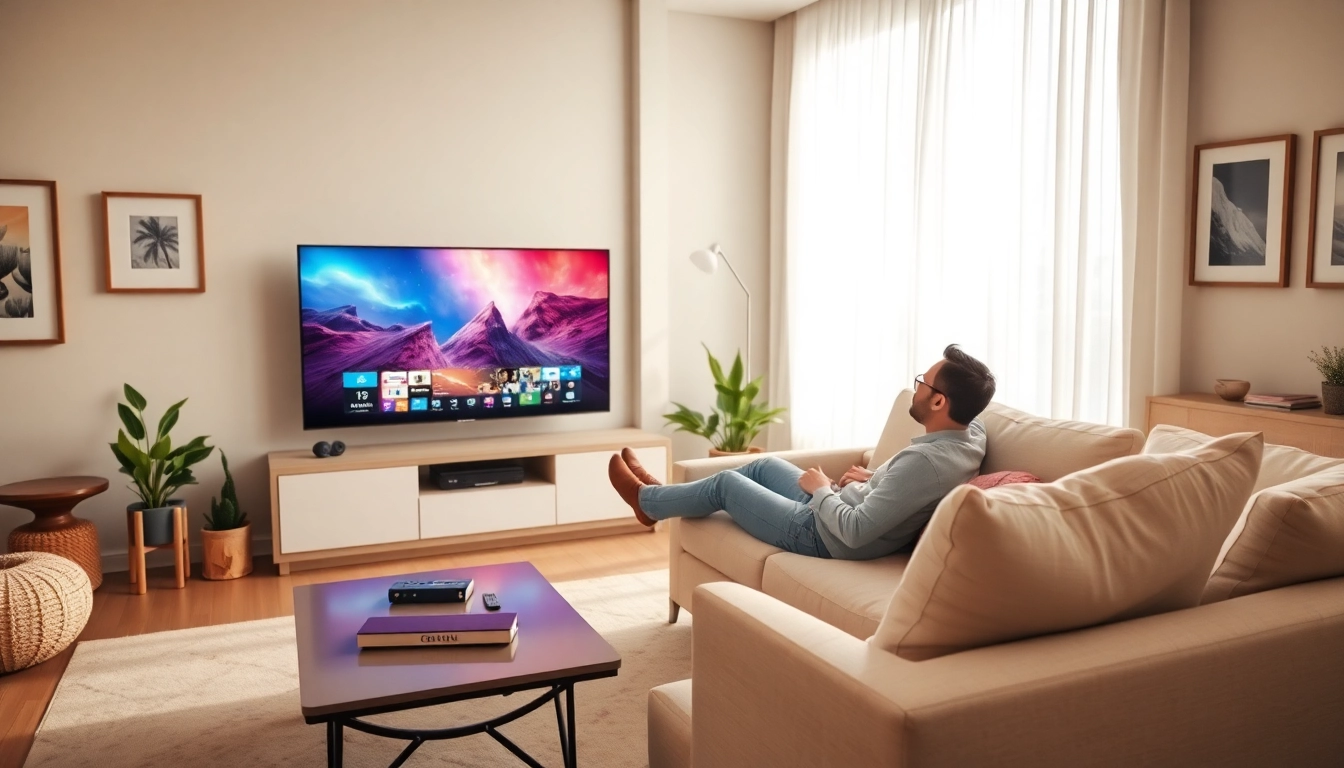 Enjoying iron tv in a cozy living room setting with stylish decorations.