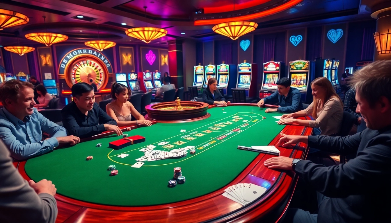 Experience the thrill of gambling at trang chủ rr88 with a lively casino scene featuring exciting card games and vibrant slot machines.