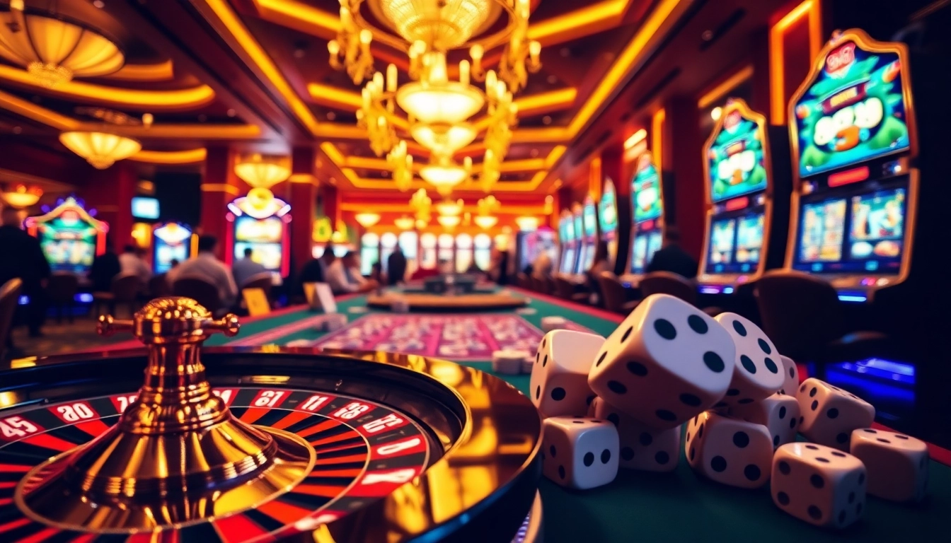 Players enjoying a thrilling poker game with 88i branded chips and vibrant casino atmosphere.