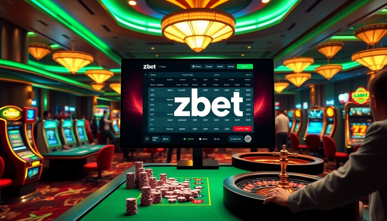 Players engaging in exciting casino games on the zbet platform with vibrant lighting and luxury feel.