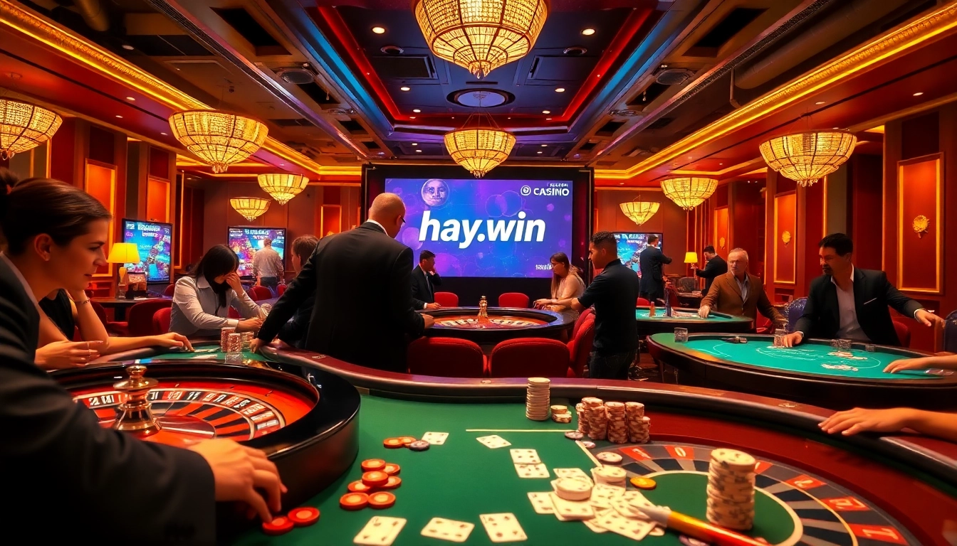 A thrilling casino moment at hay.win, featuring players at a roulette table, chips in action.