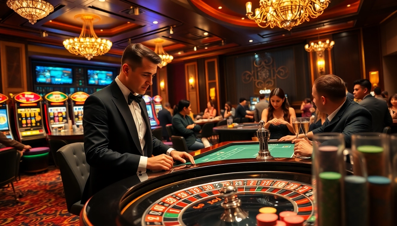 Players at a trusted Nhà cái uy tín casino eagerly place bets on an exciting roulette game.