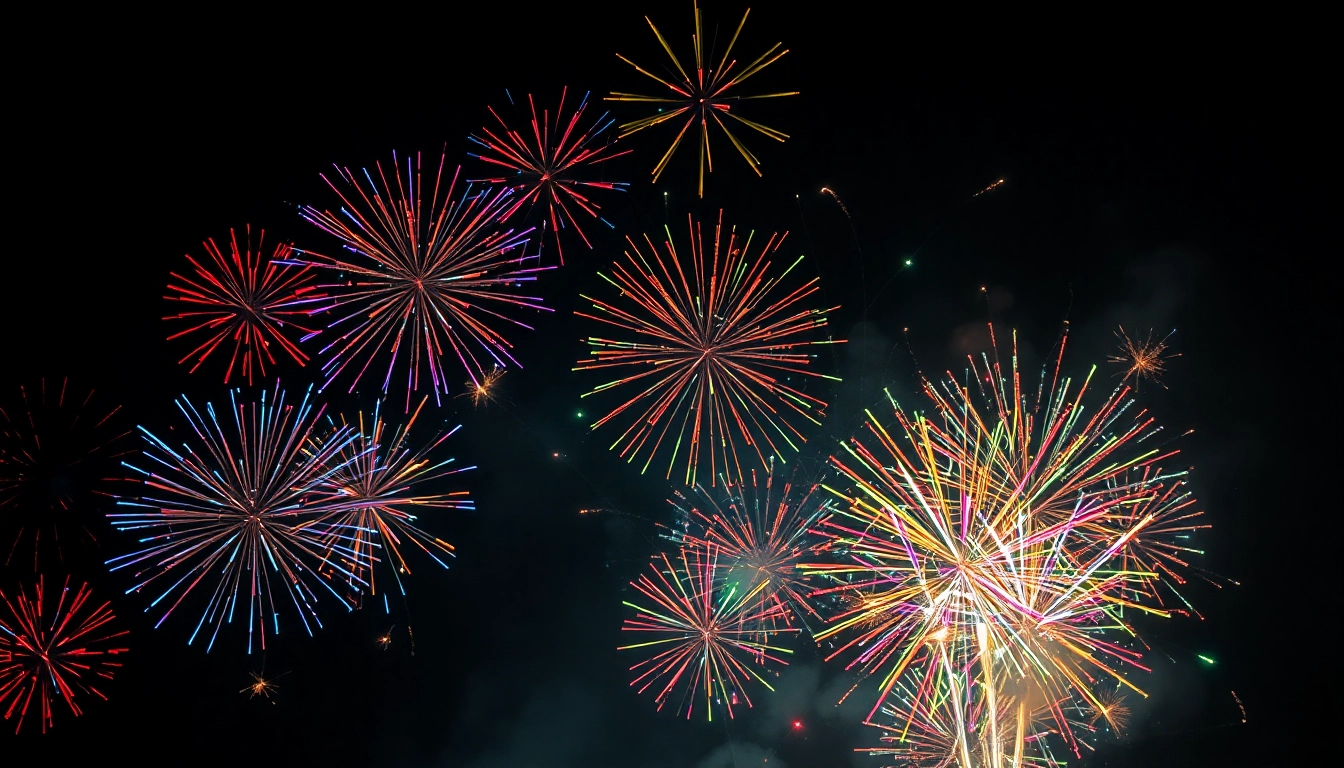 Witness breathtaking diamond fireworks illuminating the night sky with dynamic bursts and vibrant colors.