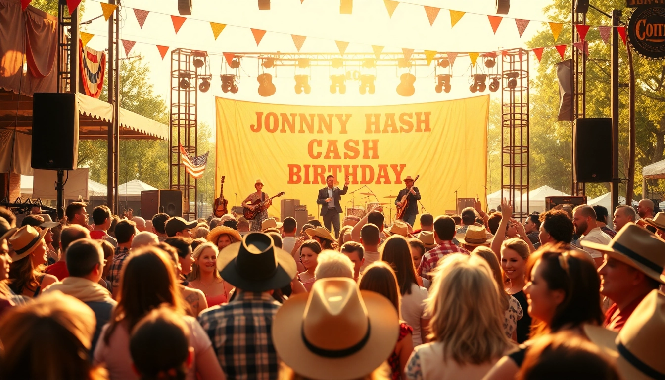 Celebrate Johnny Cash's birthday with vibrant concert scene from johnnycashbirthday.com