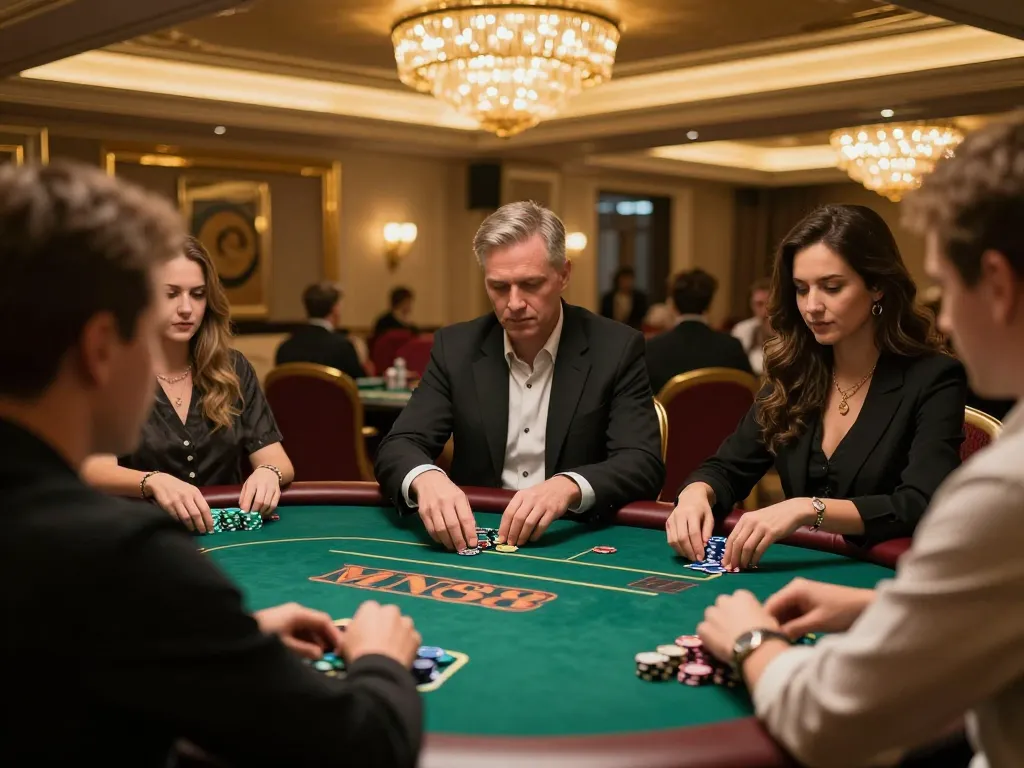 Players strategizing their next move at MN88 poker table with engaging live dealer.