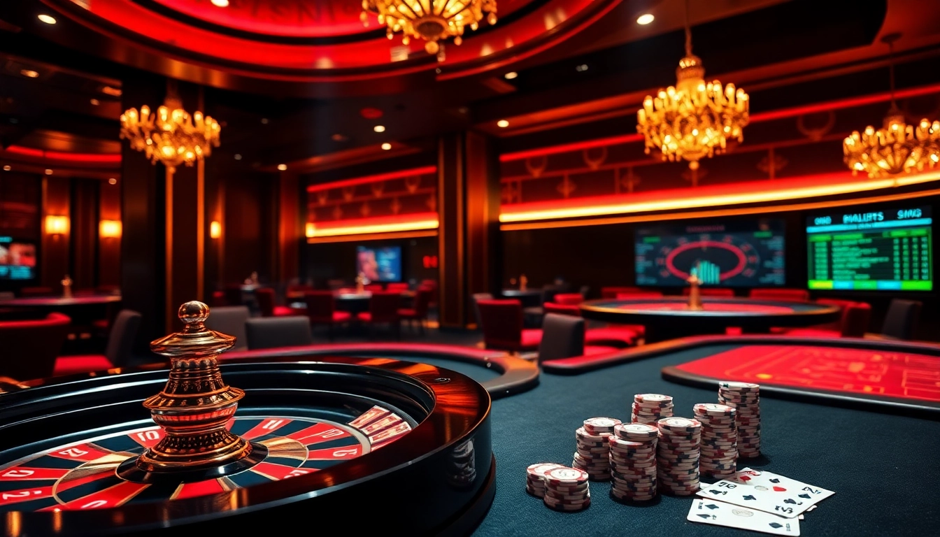 Experience the thrill of casino gaming at trang chủ gg88, with vibrant tables, roulette wheels, and poker chips.