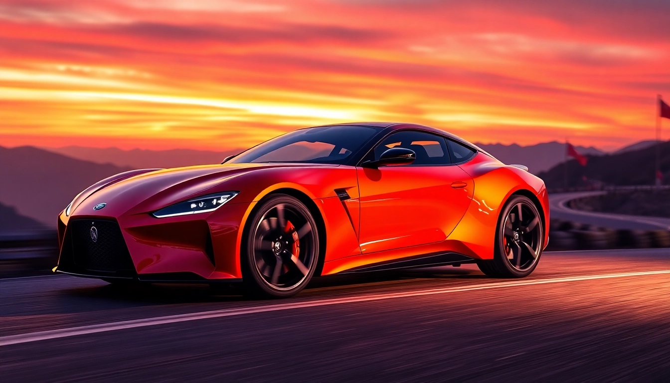 Captivating view of the SV 88 luxury car on a scenic mountain road at sunset.