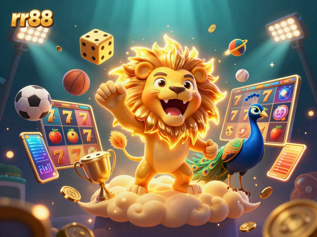 Experience thrilling wins at rr88 with dynamic slots and casino elements in vibrant 3D art.