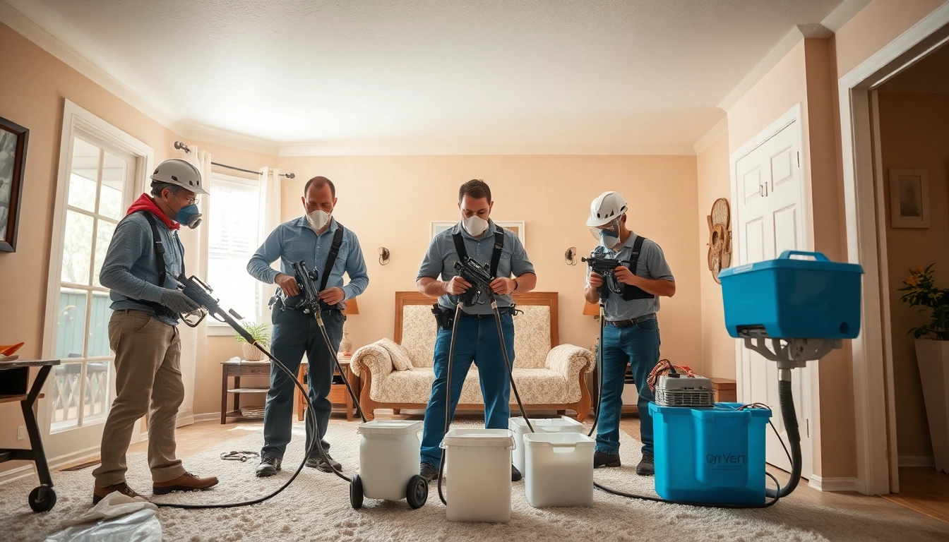 Spray foam removal Surrey service in action, showcasing professionals using safety gear.