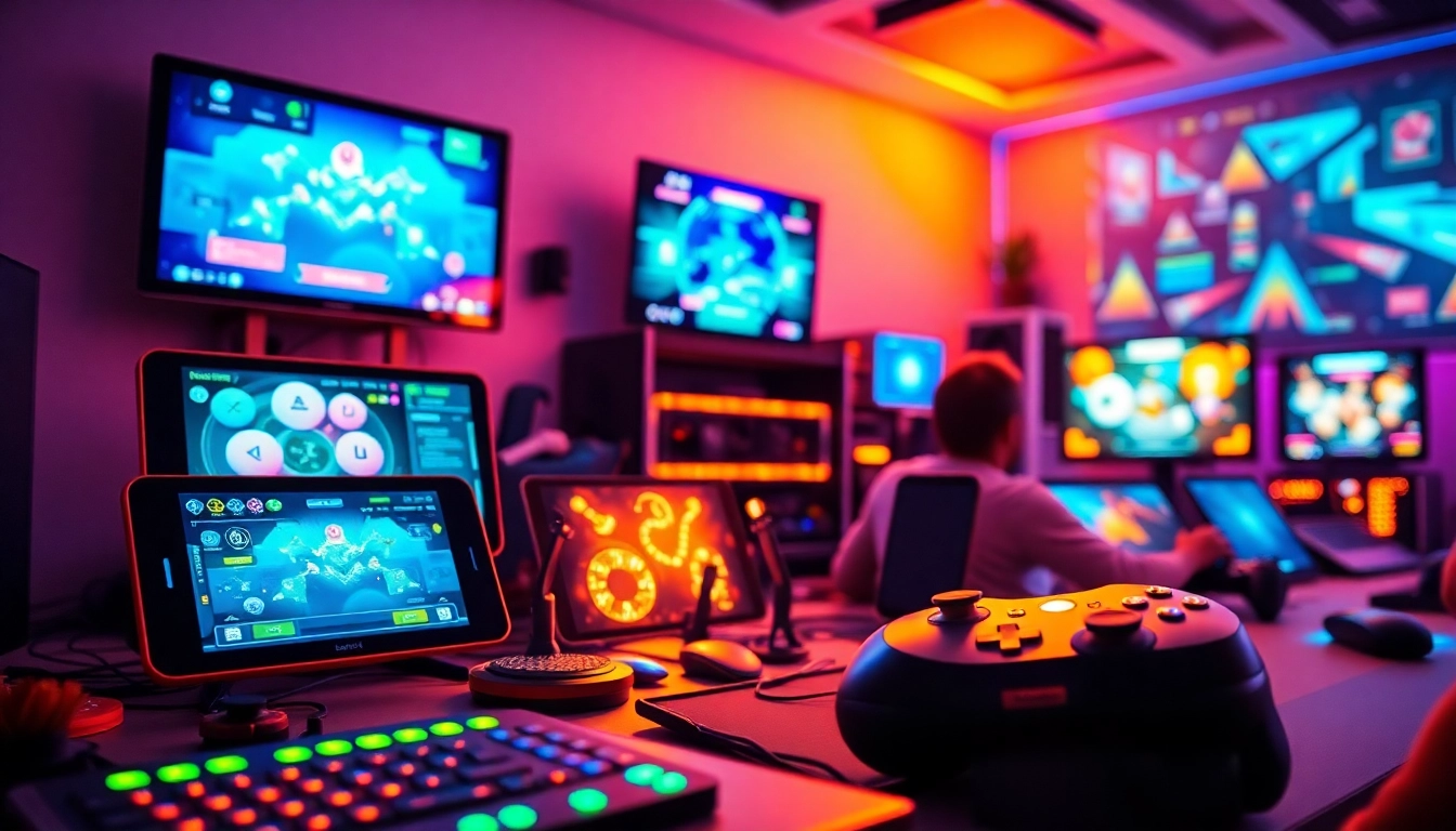 Engaging gamification services showcased through dynamic gaming elements and modern interfaces.