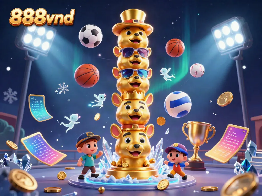 Engage with the thrilling 888vnd casino experience, featuring animated elements and vibrant sports betting action.