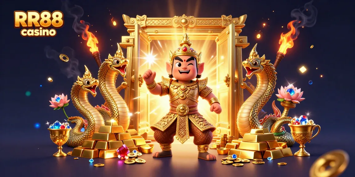Engage in RR88 casino's vibrant treasure scene with guardians and riches.