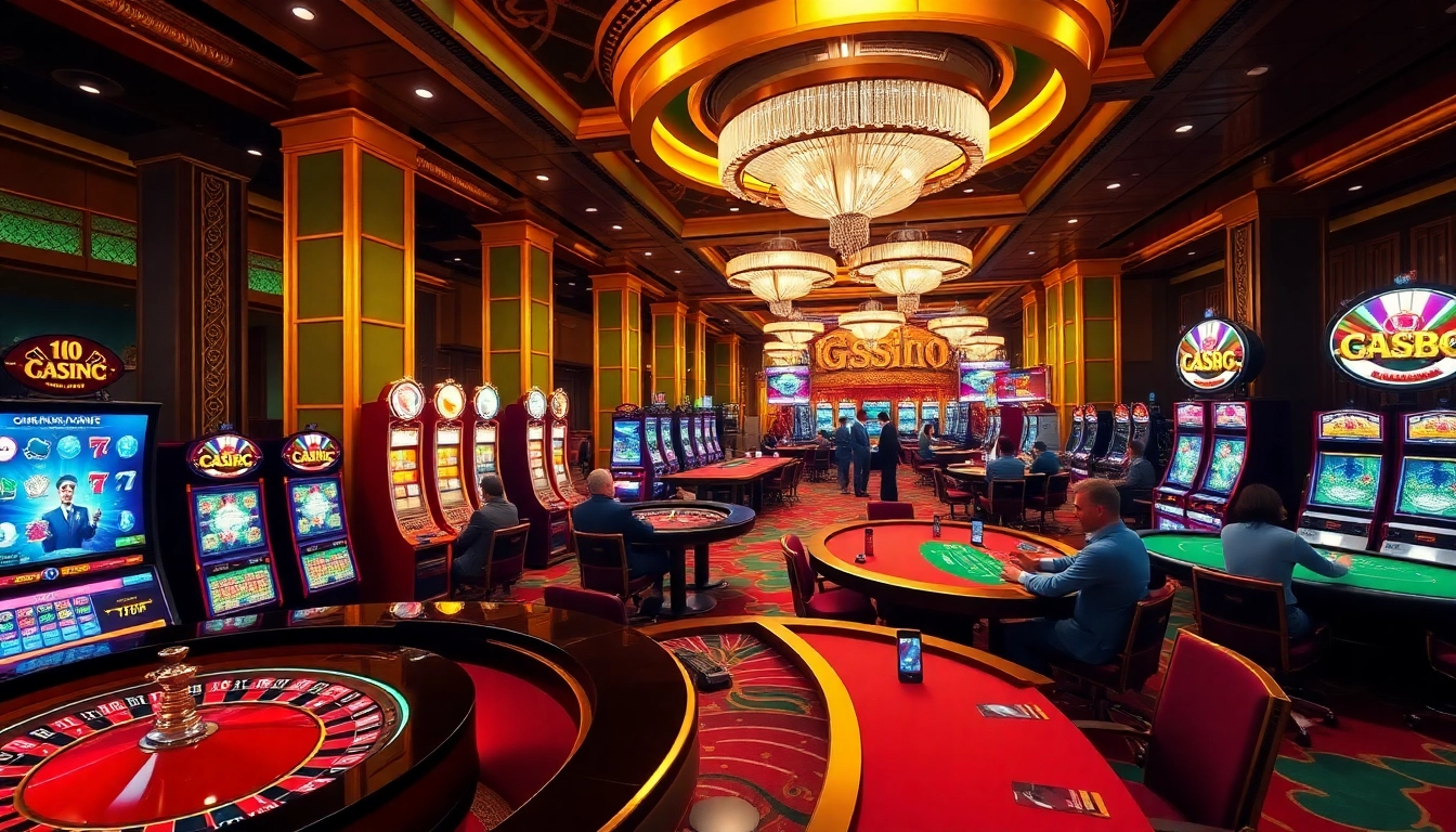 Experience the excitement of gaming at Gg88 Tech with vibrant casino tables and engaging slot machines.