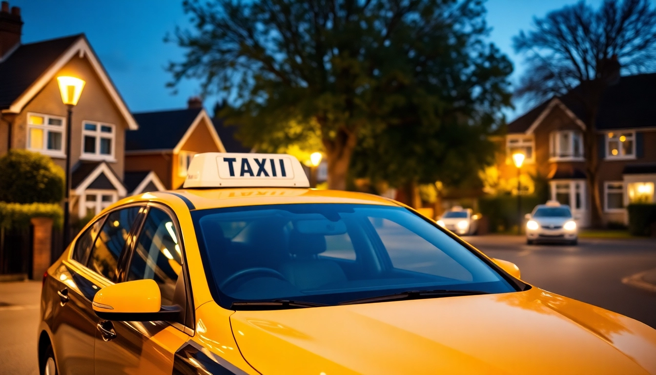 Efficient taxi service in Hersham showcasing a modern vehicle on a suburban street
