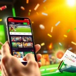 User enjoying the thrilling features of FB 88’s online betting app with vibrant sports visuals.