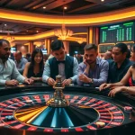 A roulette table setting where players engage in dirty chat while betting strategically.