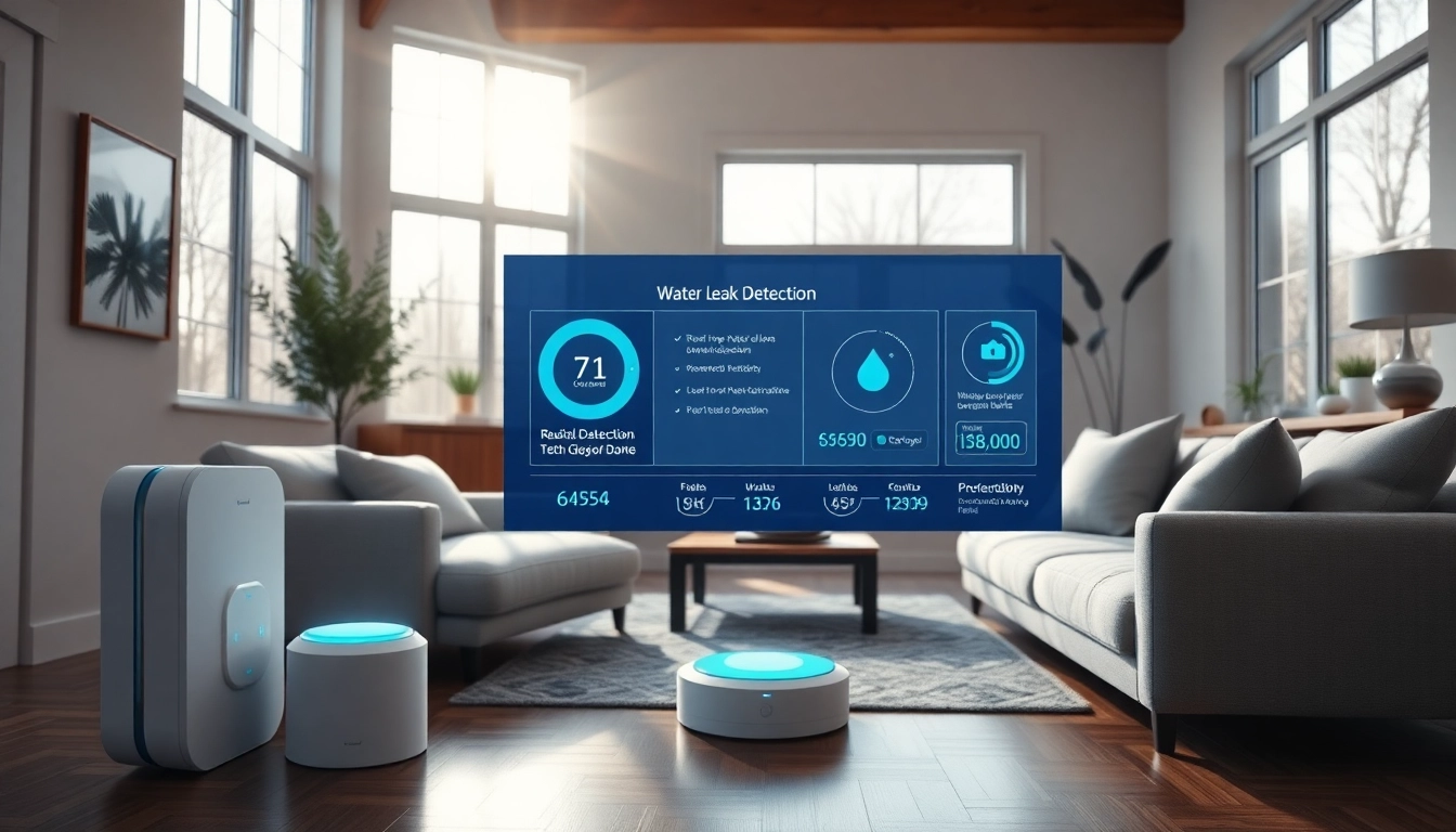 Ensure your home is safe with Water Leak Detection technology displayed in a serene living room setup.