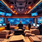 The bustling newsroom captures the essence of the gateway pundit, showcasing journalists sharing timely stories.