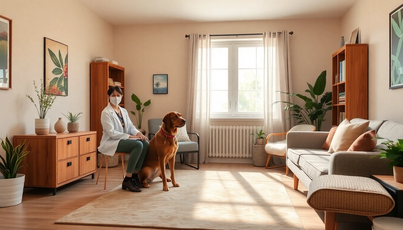 Engage with a professional psychologist with a dog Sydney in a calming therapy setting.