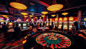 CM88 excitement fills the casino with vibrant roulette tables and jubilant players celebrating wins.