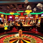 Gambling scene with KJC AC 3 casino tables, cards, and slot machines.