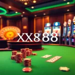 Experience the excitement at XX88 HOW with luxurious gaming tables and vibrant casino elements.