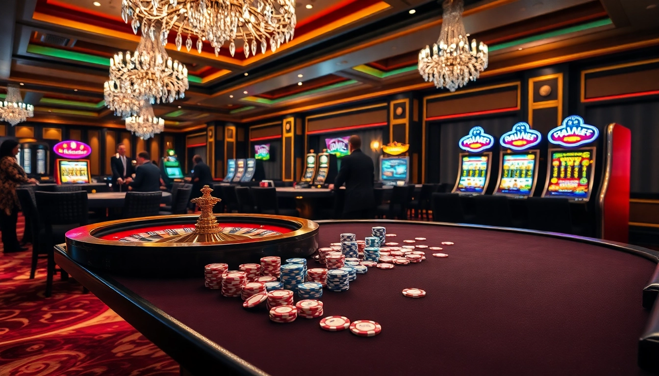 Experience thrilling poker action at f168biz.com with colorful chips and glamorous casino ambiance.