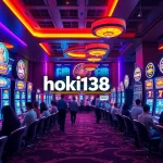 Experience the thrill of hoki138 in a modern online casino setting, showcasing vibrant slot machines and enthusiastic players.