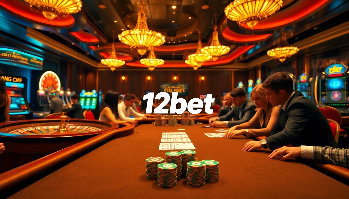Engaged players enjoying thrilling games at 12bet casino with vibrant atmosphere and luxury.
