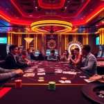 Winning players celebrating at the doaslot slot machine in a luxurious casino setting.