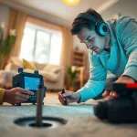 Advanced underground leak detection techniques in a domestic setting by a professional.