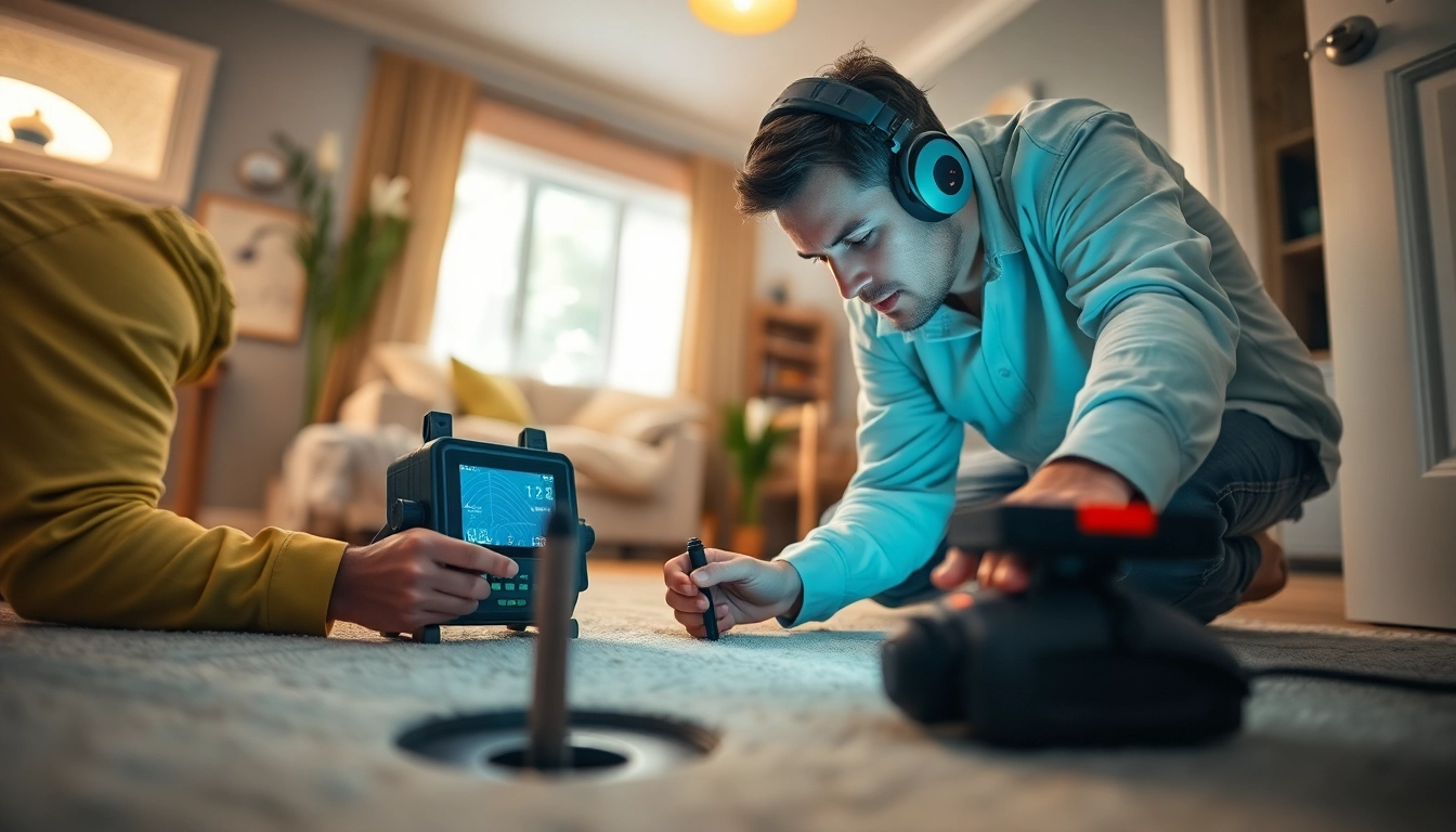 Advanced underground leak detection techniques in a domestic setting by a professional.