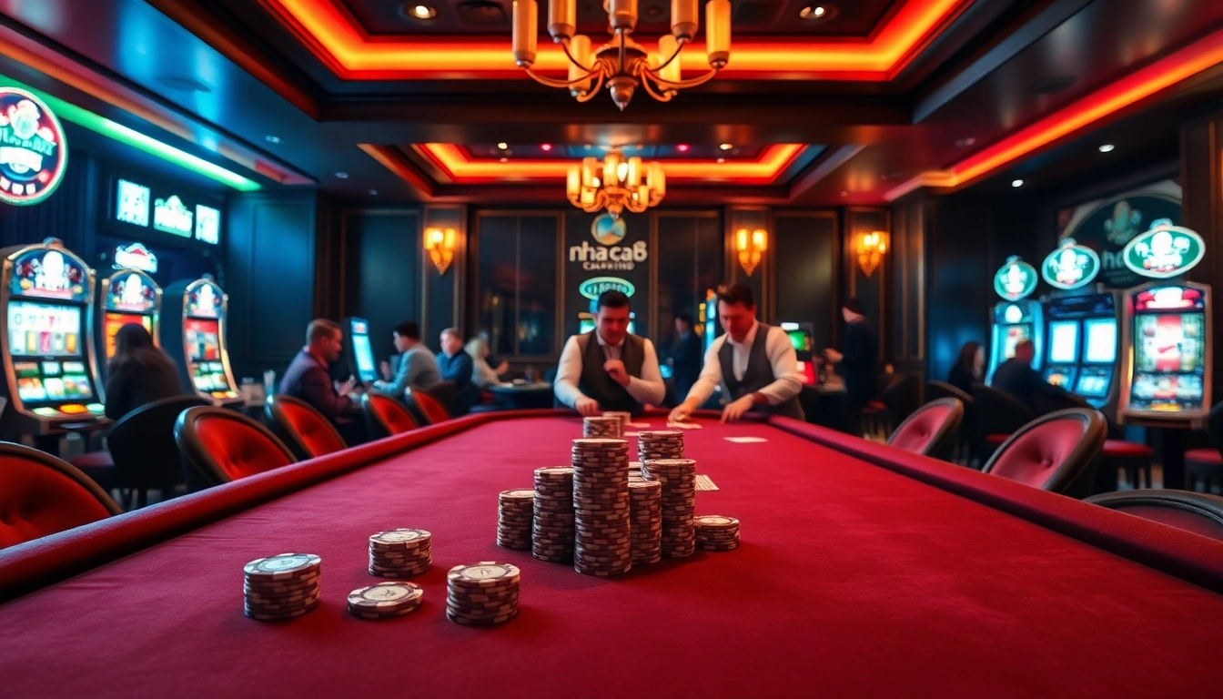 Engage in thrilling gameplay at nha cai max88 with vibrant casino visuals and luxury gaming elements.