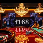 Engage in thrilling gameplay at F168, with vibrant casino tables and poker chips in action.