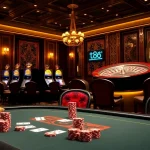 Engage in high-stakes poker at the luxurious ta 88 casino, featuring vibrant chips and a sophisticated ambiance.