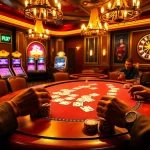 Experience the excitement of birutoto in a luxurious casino setting with poker players at a stylish table.