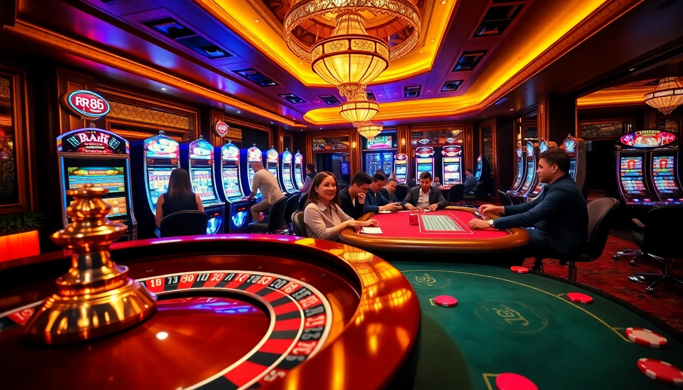 Experience the thrill of gambling at rr88 com with vibrant casino tables and excited players.