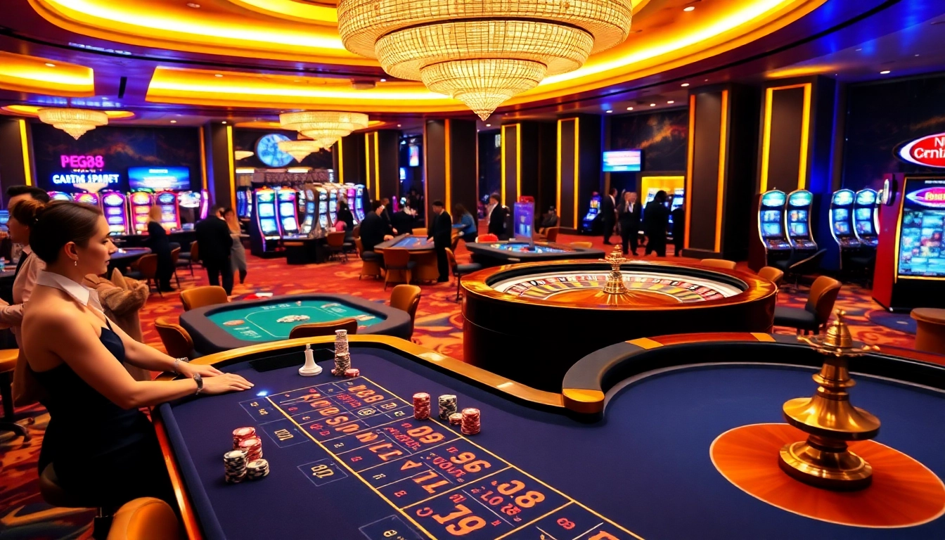 Experience the excitement of Đăng ký PG88 with vibrant casino scenes showcasing gameplay and engagement.