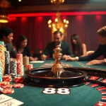 Experience the thrill of gambling at the luxurious 88 go casino table with vibrant poker chips and cards.