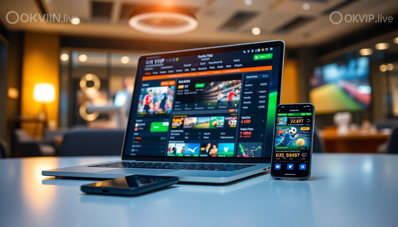 Engaging online betting interface showcasing okvipwin.live with dynamic sports odds and promotions.
