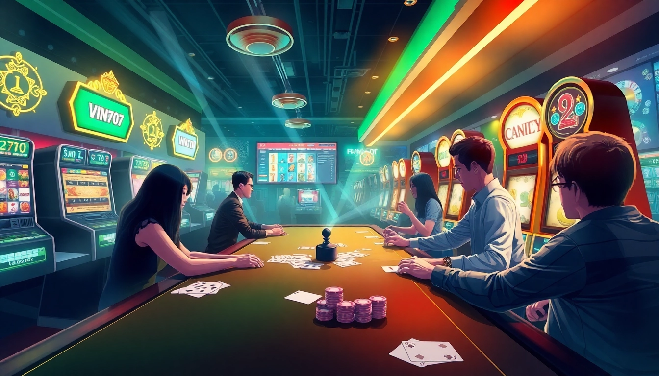 Vin777.gb.net online betting scene featuring an engaging virtual casino experience with players and game elements.
