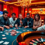 Engage in exhilarating poker action at the HITCLUB casino table, showcasing vibrant chips and focused players.