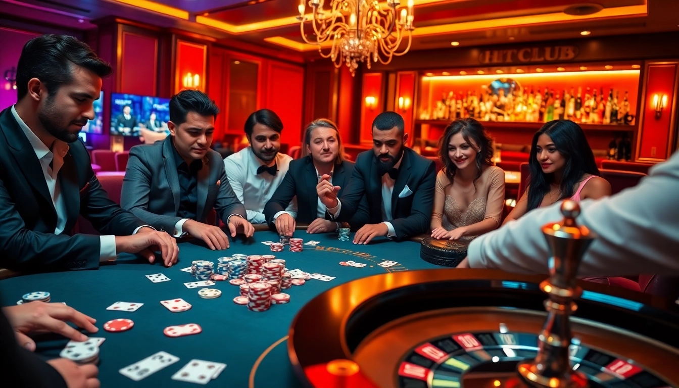 Engage in exhilarating poker action at the HITCLUB casino table, showcasing vibrant chips and focused players.