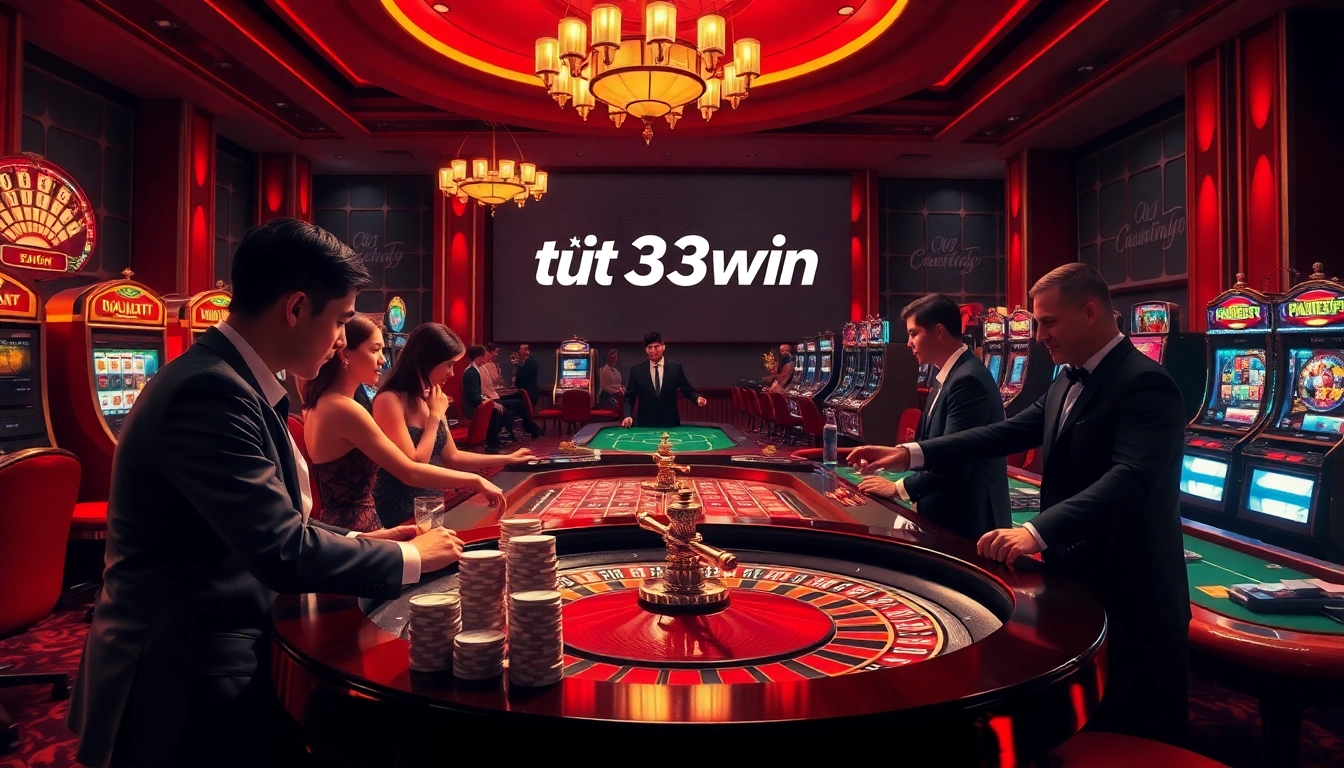 Experience the excitement of gambling at 33win with vibrant casino tables and engaging players.