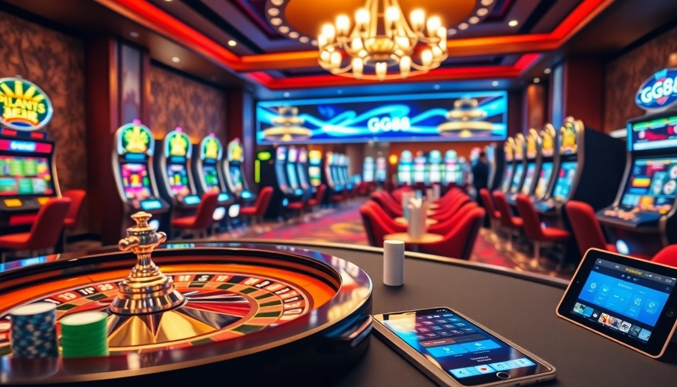 Players engaging in exciting games at GG88 casino featuring poker, roulette, and slots.