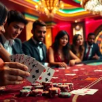 High-stakes gameplay at the sumvip club featuring elegant poker cards and vibrant casino decor.