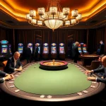 SODO Casino experience features elegant poker tables and colorful slot machines in a luxurious atmosphere.