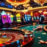 Engaged gamblers at a casino table featuring rich gold tones and excitement at rikvip.gb.net.