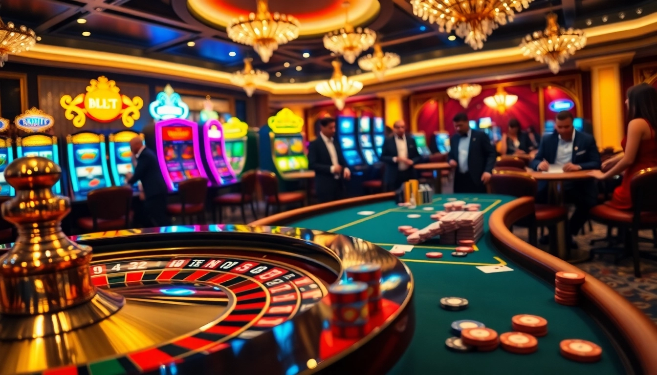 Engaged gamblers at a casino table featuring rich gold tones and excitement at rikvip.gb.net.